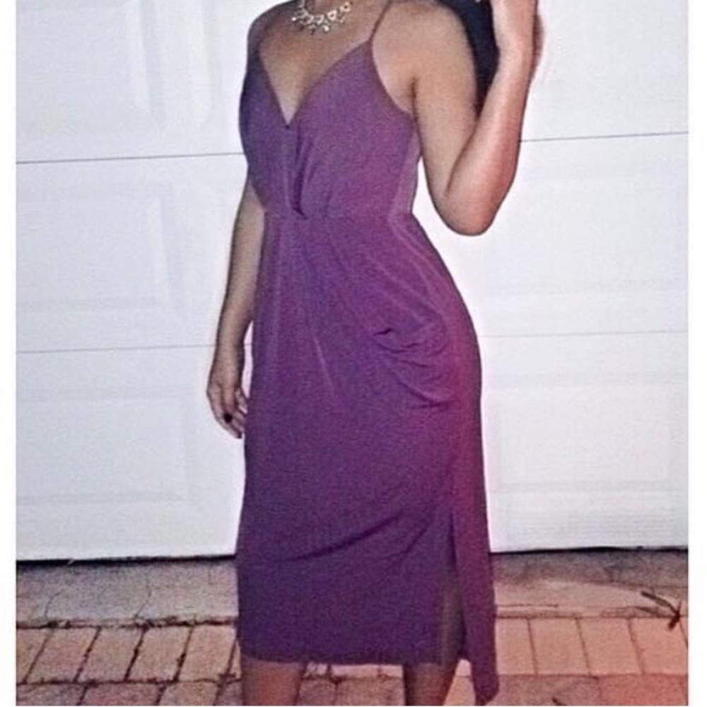 BCBGeneration Purple Slit Dress with Pockets